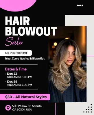 Hair Blowout Sale Event Flyer Template
