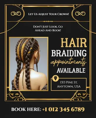 Hair Braiding Service Appointment Flyer Template