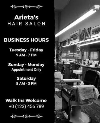 Hair Salon Business Hours Flyer Template