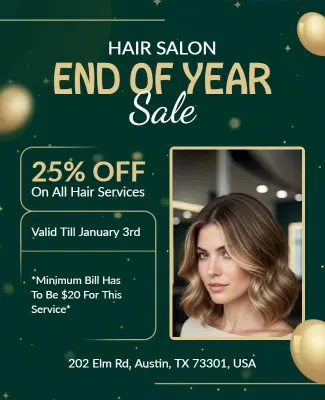Hair Salon End of Year Sale Flyer Template