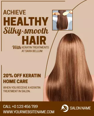 Hair Salon Keratin Treatment Promotion Flyer Template