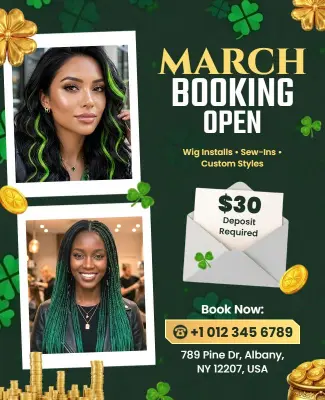 Hair Salon March Booking Open Flyer Template
