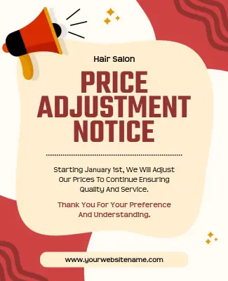 Hair Salon Price Adjustment Notice Poster Template