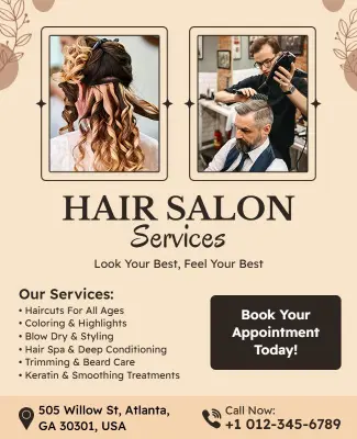 Hair Salon Services Advertisement Poster Template