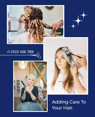 Modern Blue Hair Care Salon Service Promotion Flyer Template