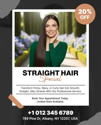 Hair Salon Straightening Service Promotional Flyer Template