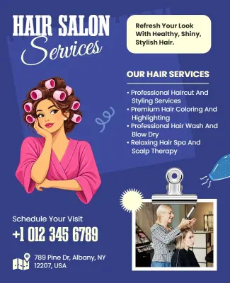 Hair Salon Styling Services Promotional Flyer Template