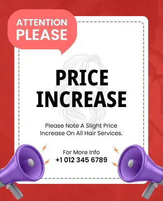 Hair Services Price Increase Announcement Flyer Template