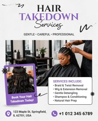 Hair Takedown Services Promotional Flyer Template
