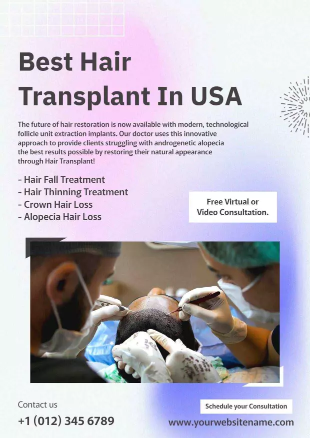 Hair Transplant Service Promotion A4 Flyer Template
