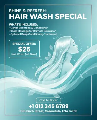 Hair Wash Special Offer Promotional Flyer Template