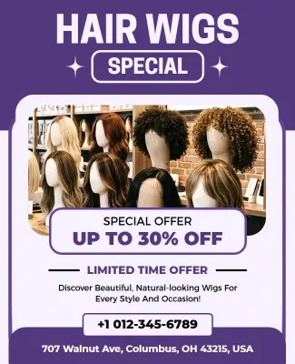 Hair Wigs Special Discount Poster Template