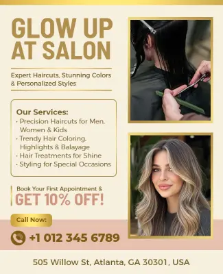 Haircut and Coloring Services Discount Flyer Template