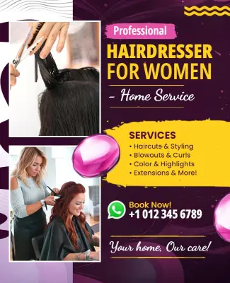 Hairdresser for Women Home Service Flyer Template
