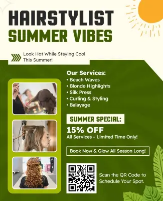 Hairstylist Summer Vibes Promotional Flyer Template