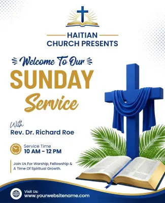 Haitian Church Sunday Service Flyer Template