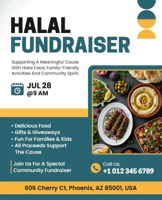 Halal Food Fundraiser Community Event Poster Template