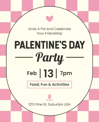 Half Dutch White Retro Groovy Palentines Day Flyer Template