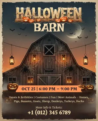 Halloween Barn Party Event Flyer Template