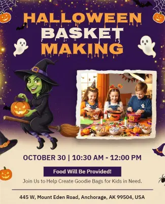 Halloween Basket Making Event Flyer Template