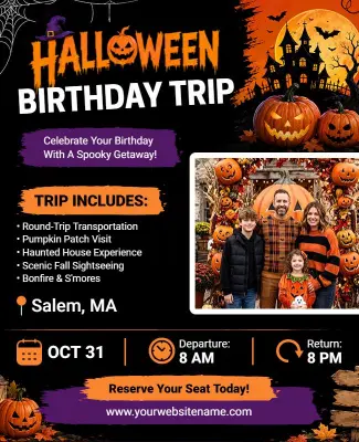 Halloween Birthday Trip Flyer Template