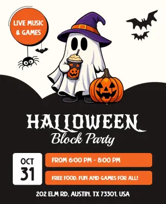 Halloween Block Party Celebration Poster Template