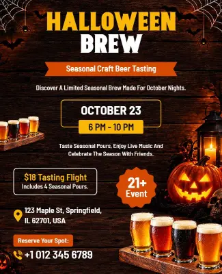 Halloween Brew Craft Beer Tasting Event Flyer Template