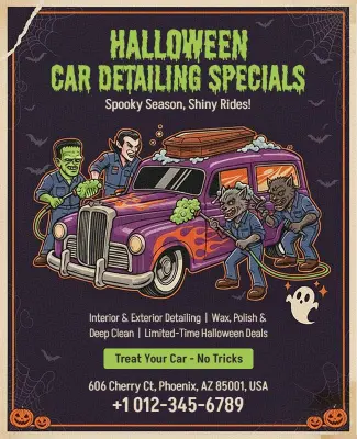 Halloween Car Detailing Service Special Flyer Template