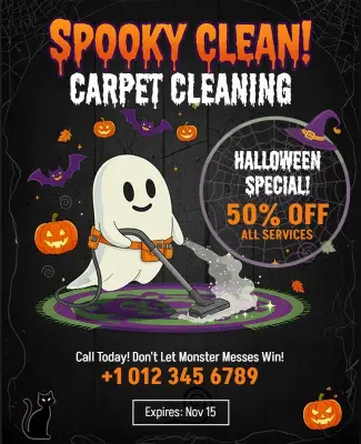 Halloween Carpet Cleaning Offer Flyer Template