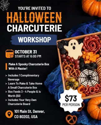 Halloween Charcuterie Workshop Event Flyer Template