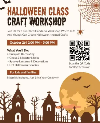 Halloween Class Craft Workshop Event Flyer Template
