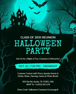 Halloween Class Reunion Party Flyer Template