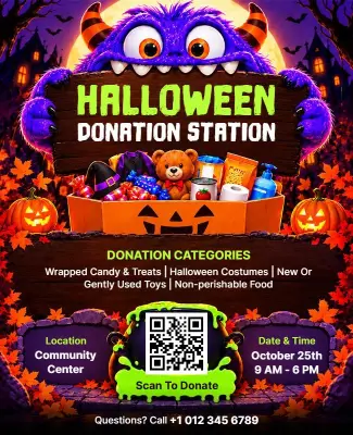 Halloween Community Donation Station Flyer Template