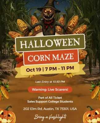 Halloween Corn Maze Event Flyer Template