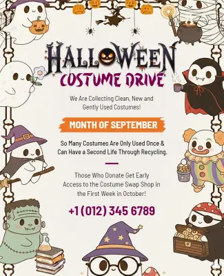 Halloween Costume Drive Donation Flyer Template