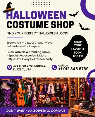 Halloween Costume Shop Promotional Flyer Template