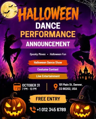 Halloween Dance Performance Event Announcement Flyer Template