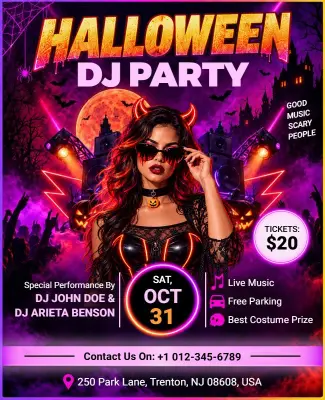 Halloween DJ Party Event Flyer Template