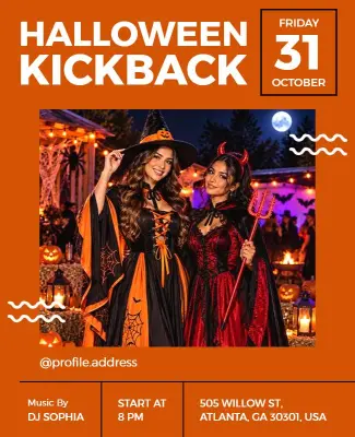 Halloween Kickback Party Poster Template
