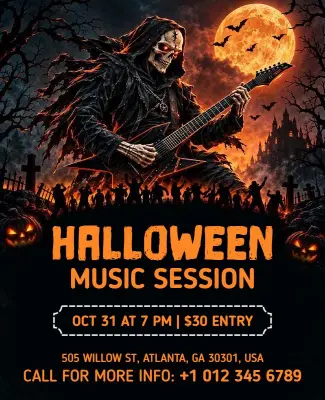 Halloween Music Session Poster Template