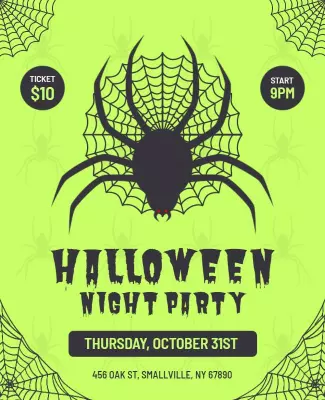 Spooky Green Halloween Night Party Flyer Template