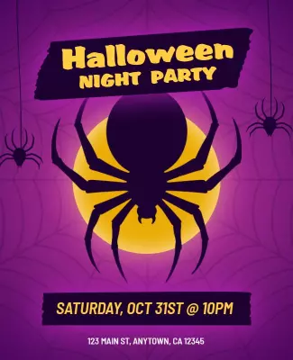Halloween Night Spider Party Flyer Template