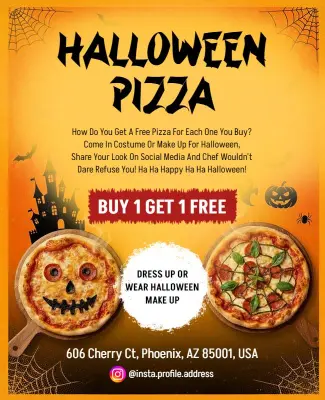 Halloween Pizza Promotion Flyer Template
