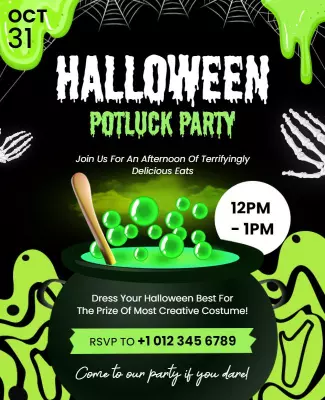 Halloween Potluck Costume Party Flyer Template