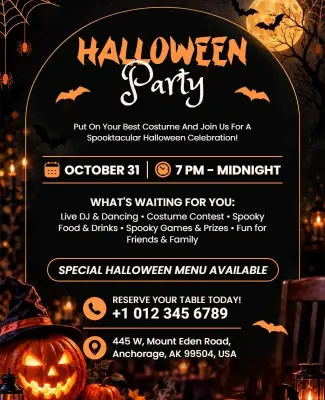 Halloween Restaurant Event Promotion Flyer Template