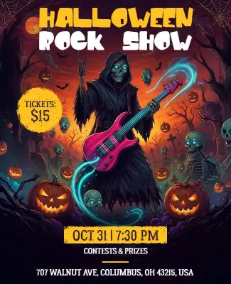 Halloween Rock Show Ticket Promotion Flyer Template