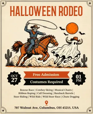 Halloween Rodeo Event Promotional Flyer Template