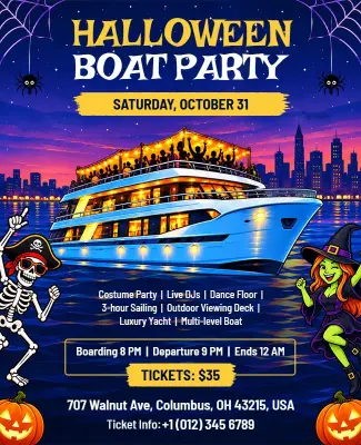Halloween Themed Boat Party Flyer Template