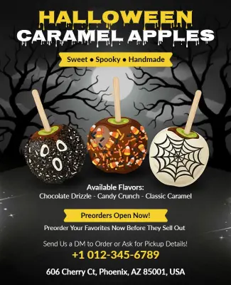 Halloween Themed Caramel Apples Flyer Template
