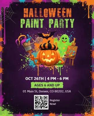 Halloween Themed Paint Party Flyer Template